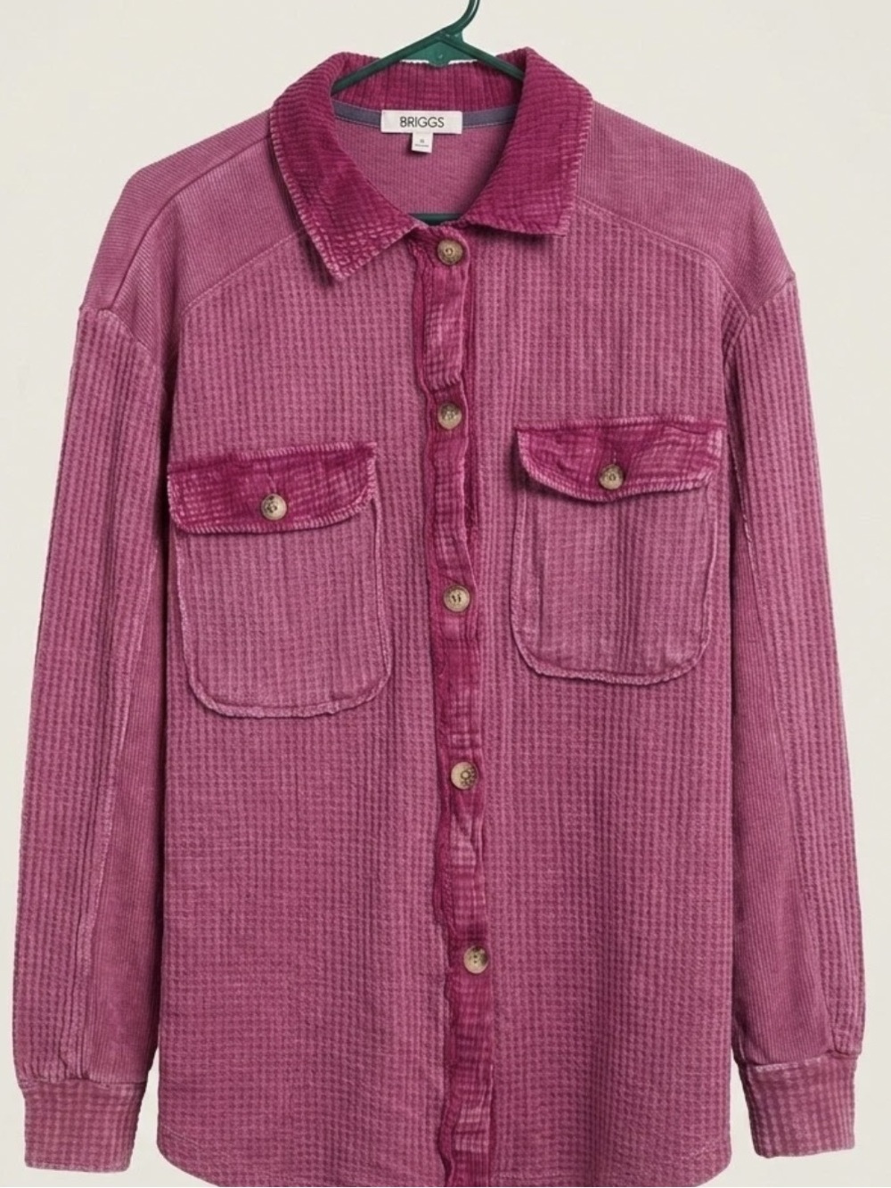 NWT Briggs New York Corduroy Button-Front Shirt Jacket in Mauve Pink Size XL - Picture 8 of 16